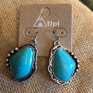 Turquoise and silver dangle earrings